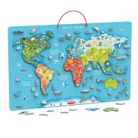 Viga Drvene magnetne puzzle mapa sveta/piši briši