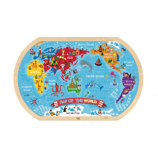 Drvena mapa sveta - puzle